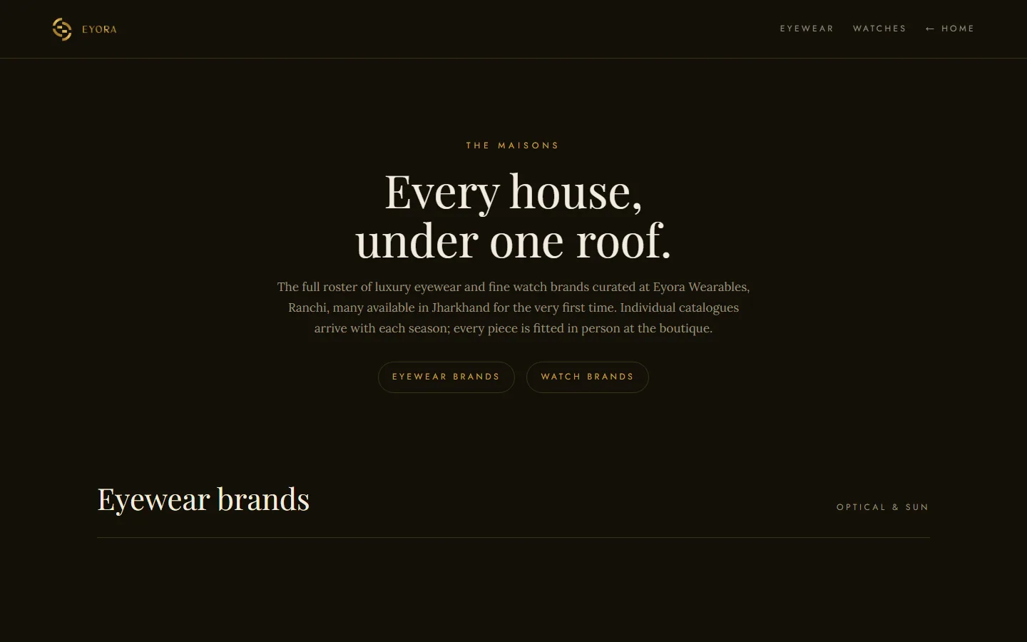 Eyora's brand directory page
